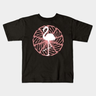 Minimalist flamingo in a pink swirl Kids T-Shirt